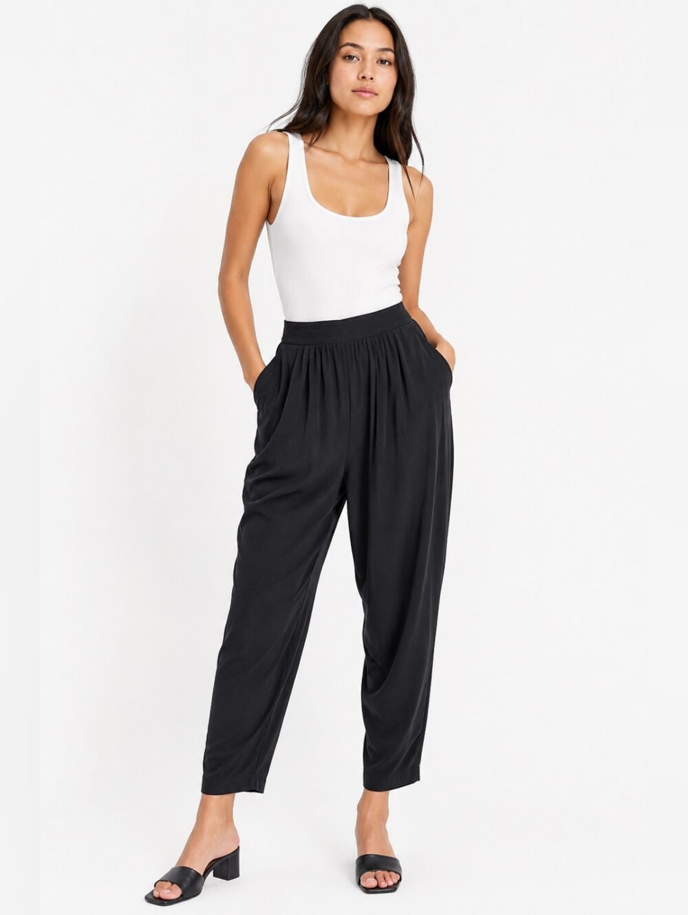 American Apparel High Rise Party Pants XS | Black Drapey Vintage Classic
